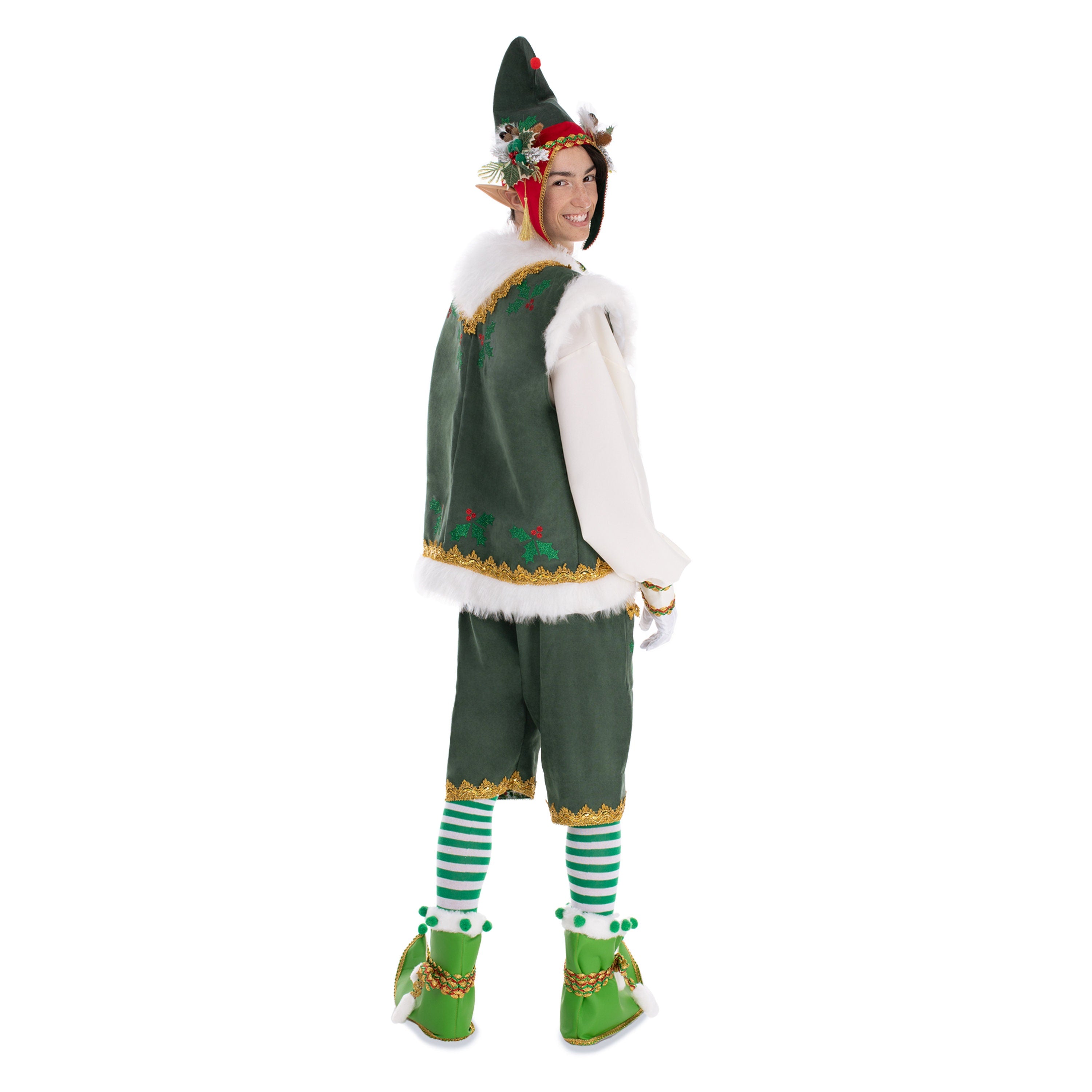 Handmade Green Elf Costume Set: Christmas Party Santa Residence (M-L)