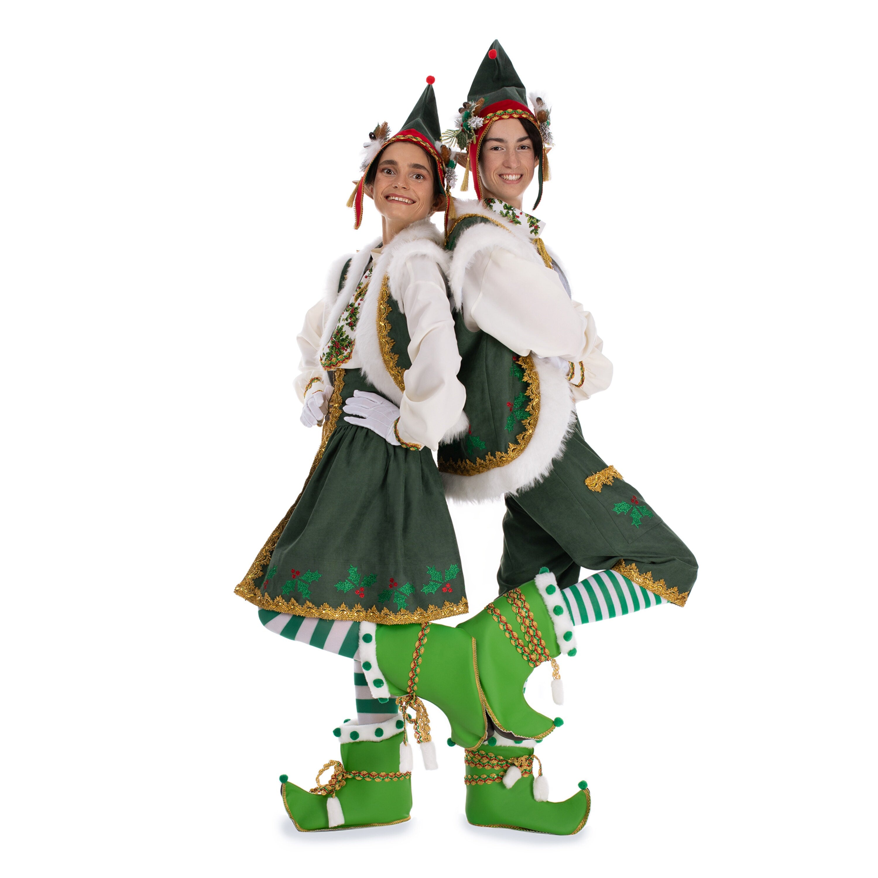 Handmade Green Elf Costume Set: Christmas Party Santa Residence (M-L)