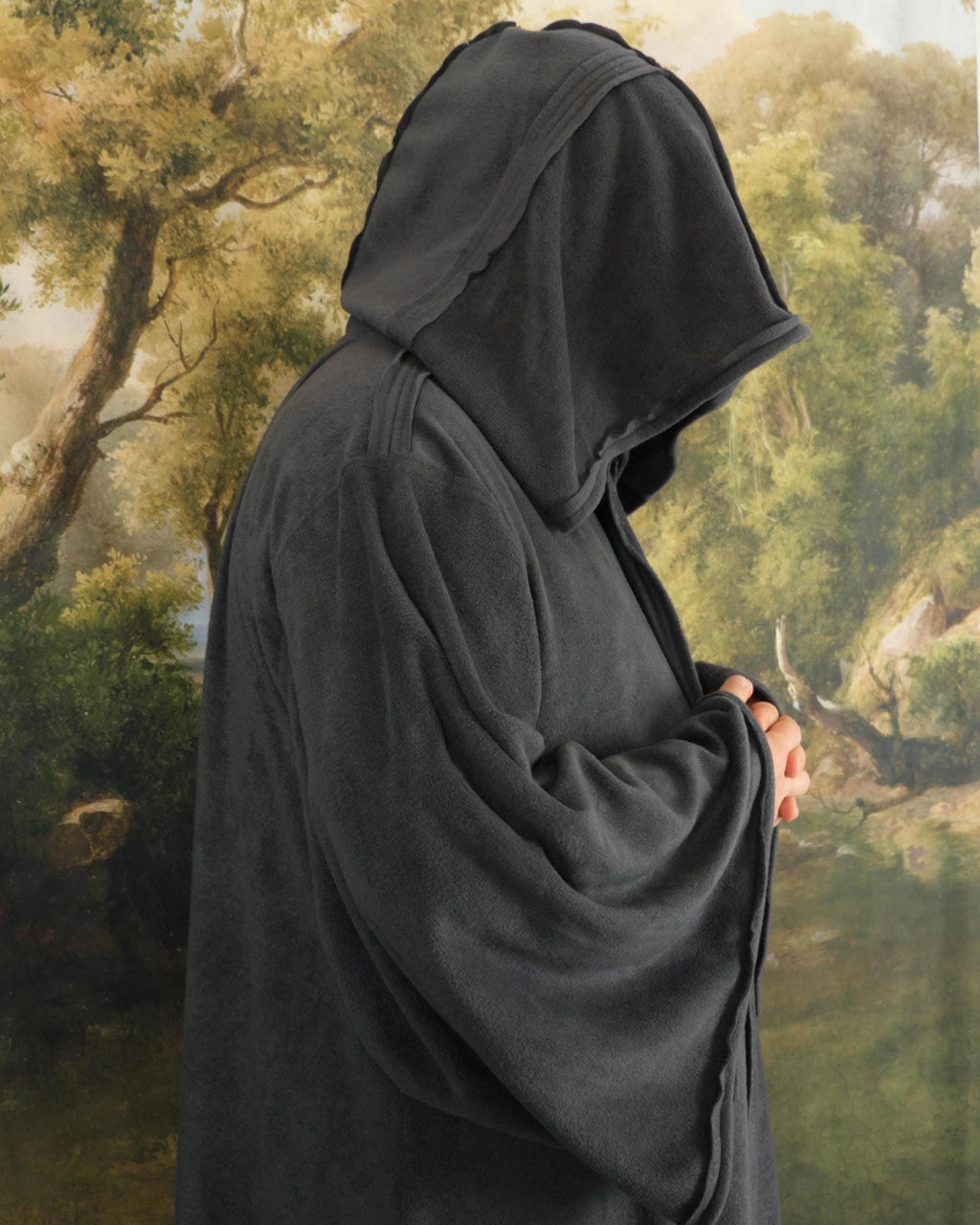 Handmade Hooded Jedi Robe | Fleece Wizard Monk Cosplay Cloak, Medieval LARP Costume
