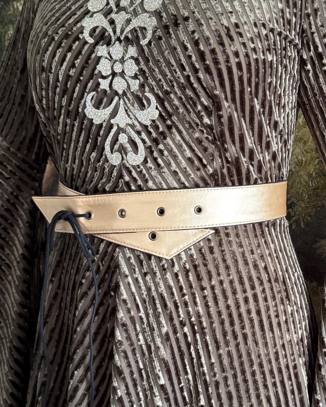 Medieval Vegan Leather Belt with Eyelets | Adjustable Lace-Up Waist Belt for Costume