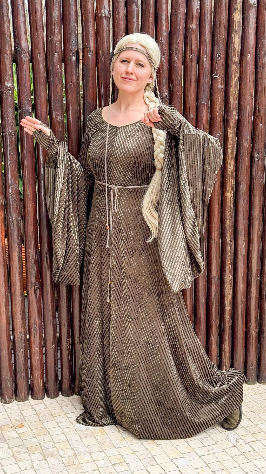 Elven Dress: Stretch Velvet Medieval Gown, Fairy LARP Costume