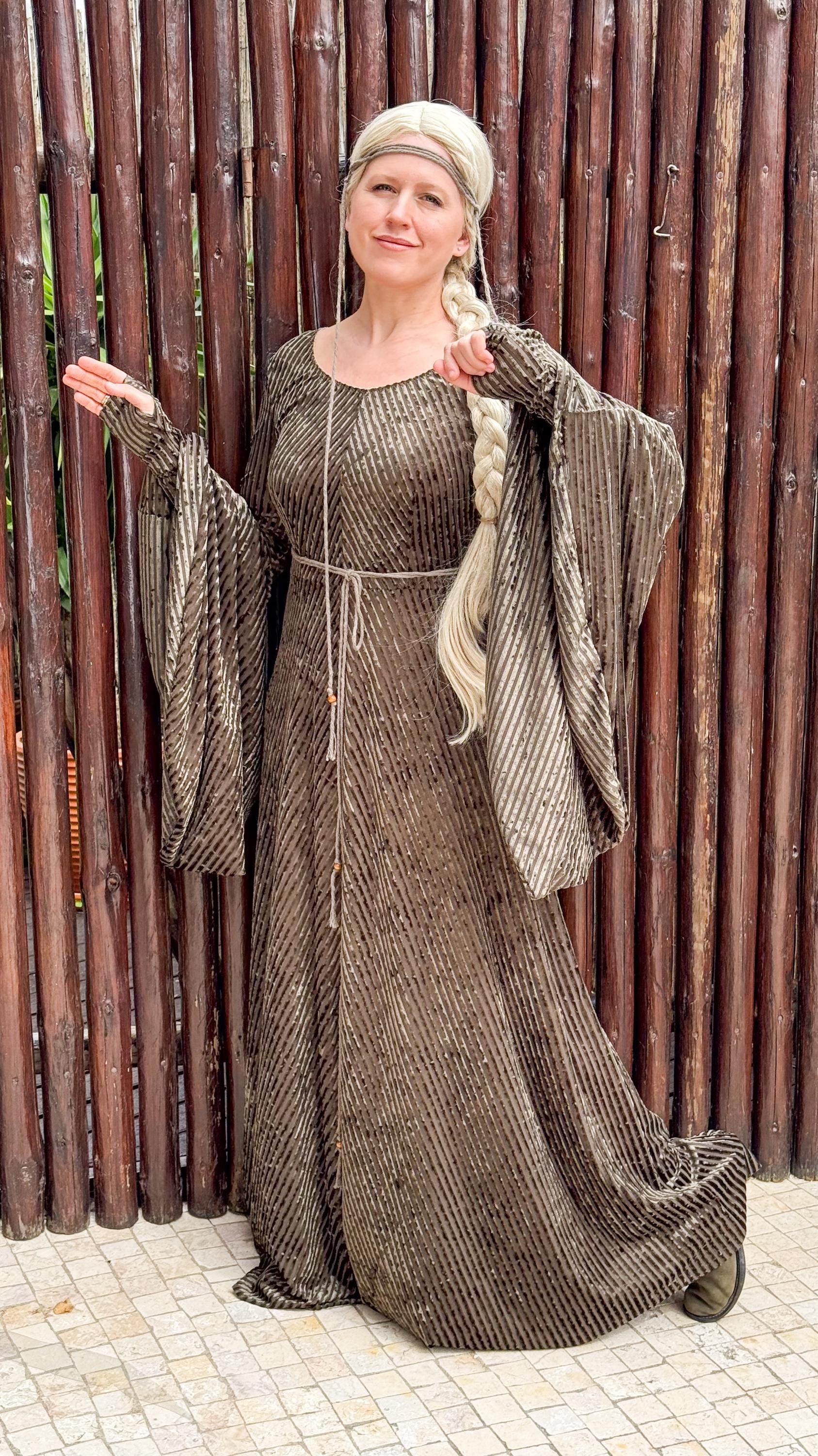 Elven Dress: Stretch Velvet Medieval Gown, Fairy LARP Costume