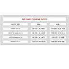 Size chart for men's outfits in M-L and L-XL