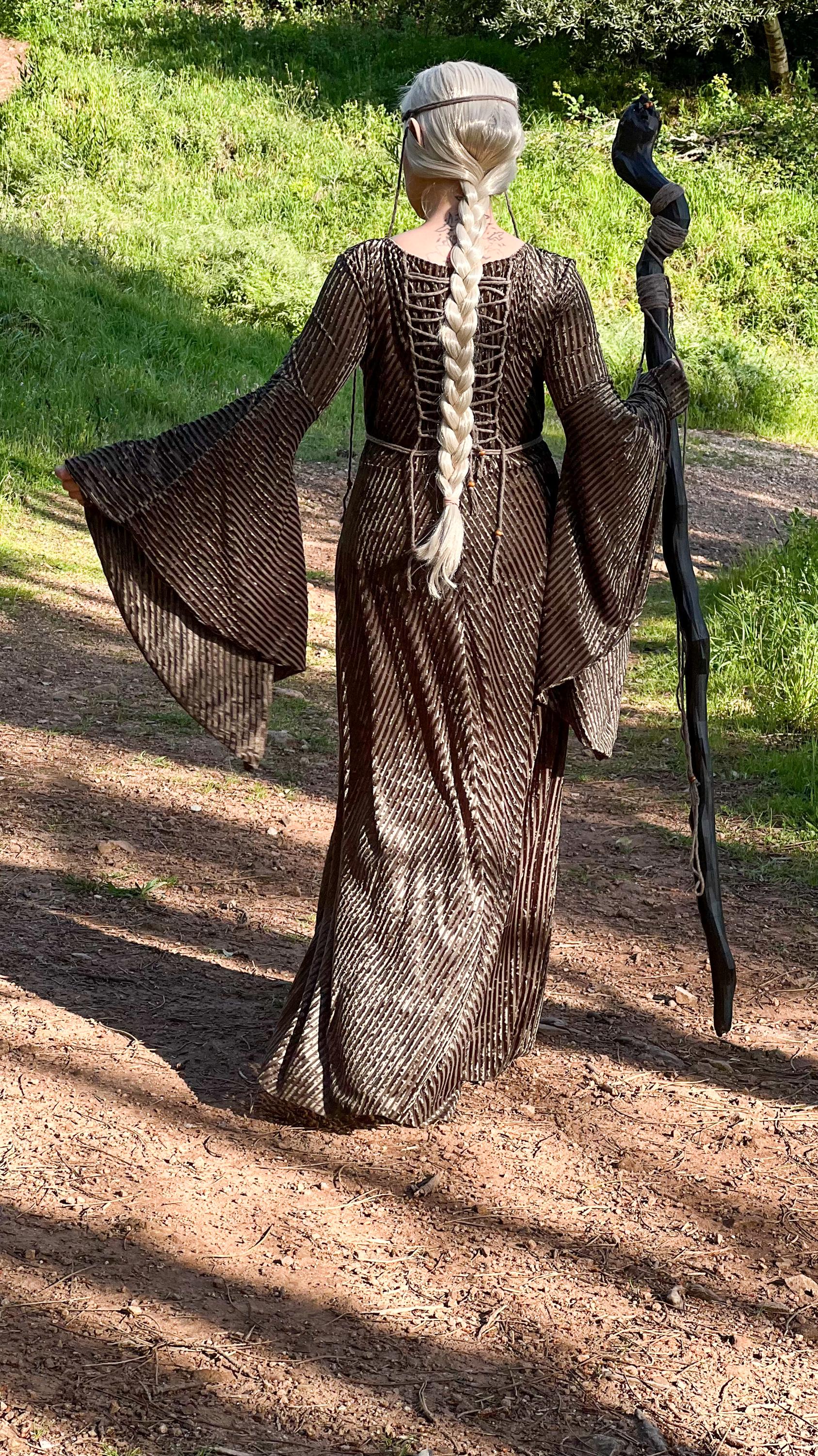 Elven Dress: Stretch Velvet Medieval Gown, Fairy LARP Costume
