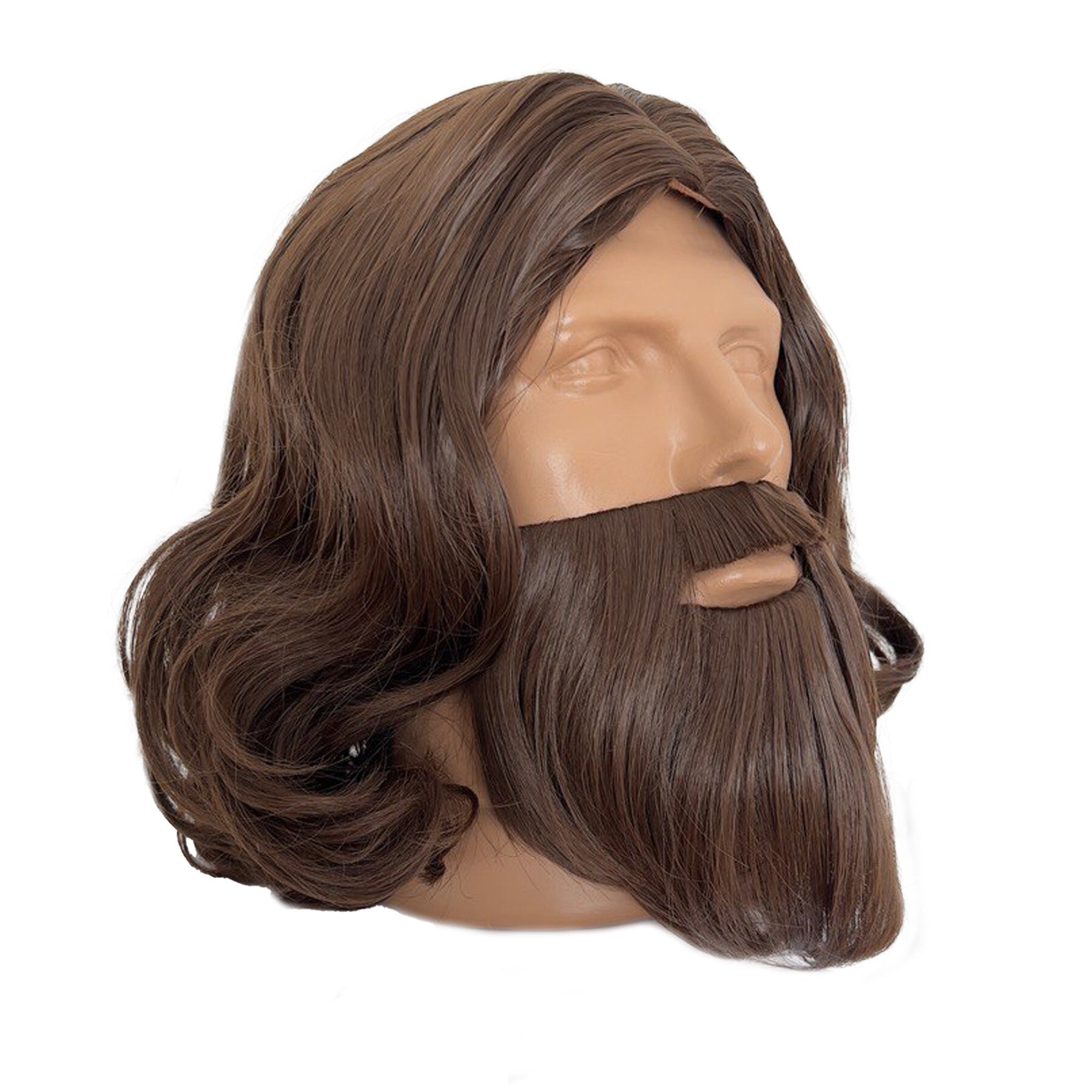 Brown Curly Beard and Wig Set | Biblical Jesus, Monk, Gladiator Cosplay Costume