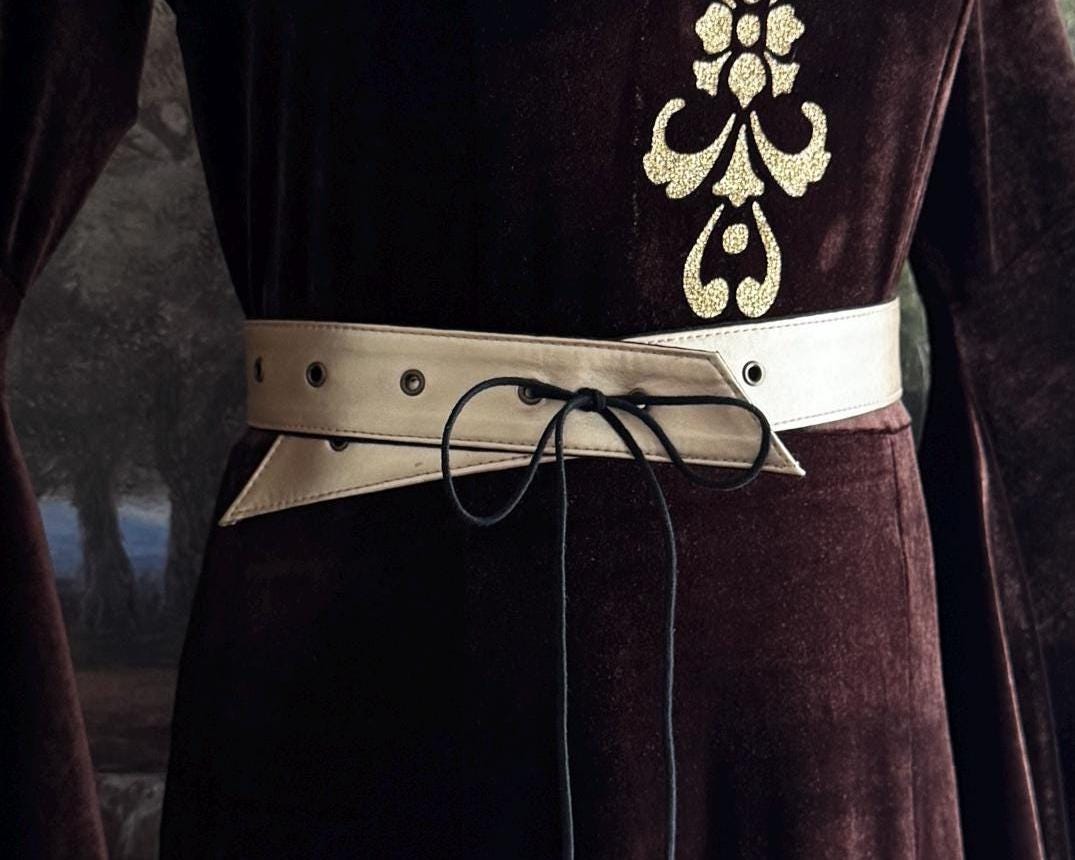 Medieval Vegan Leather Belt with Eyelets | Adjustable Lace-Up Waist Belt for Costume
