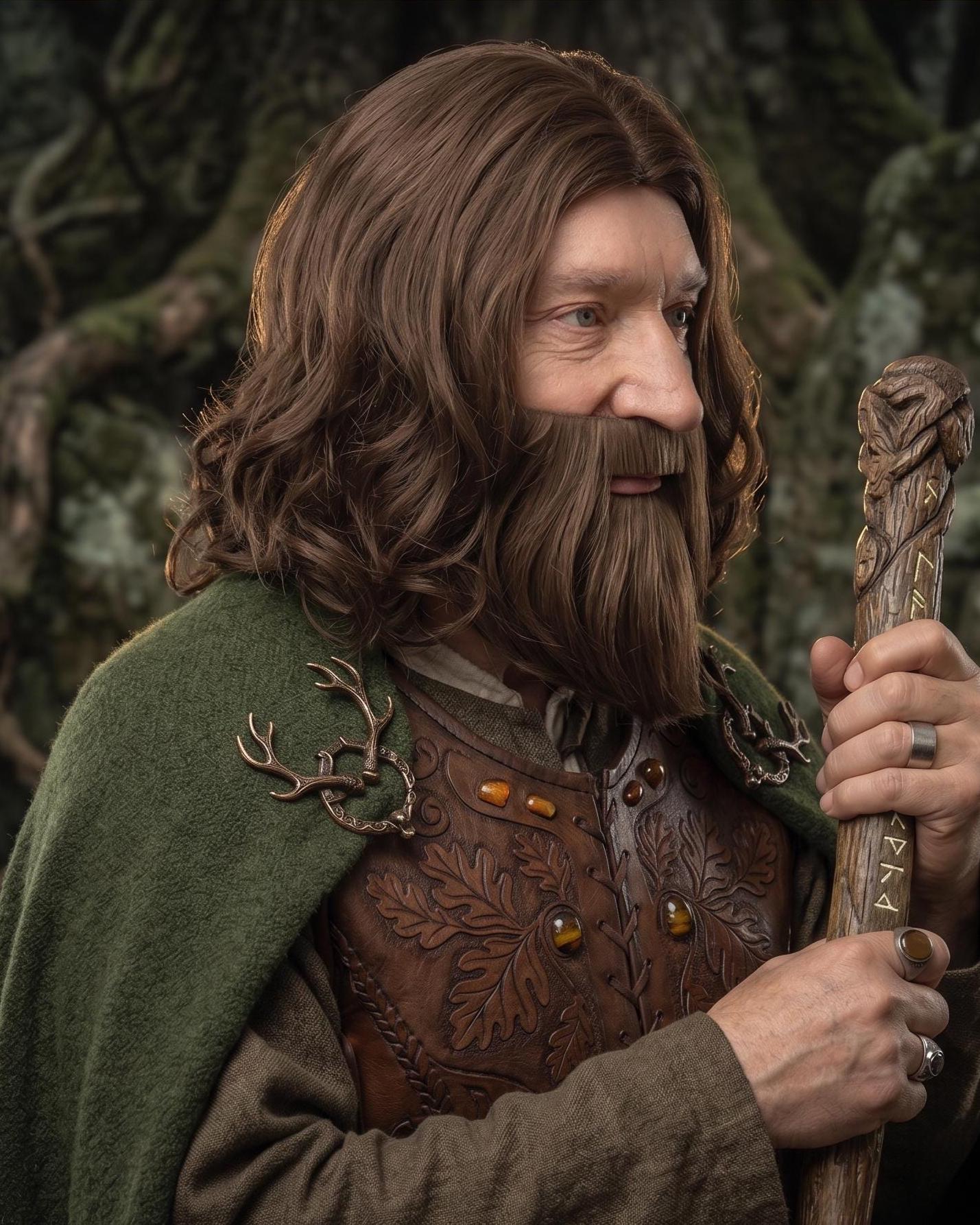 Brown Curly Beard and Wig Set | Biblical Jesus, Monk, Gladiator Cosplay Costume