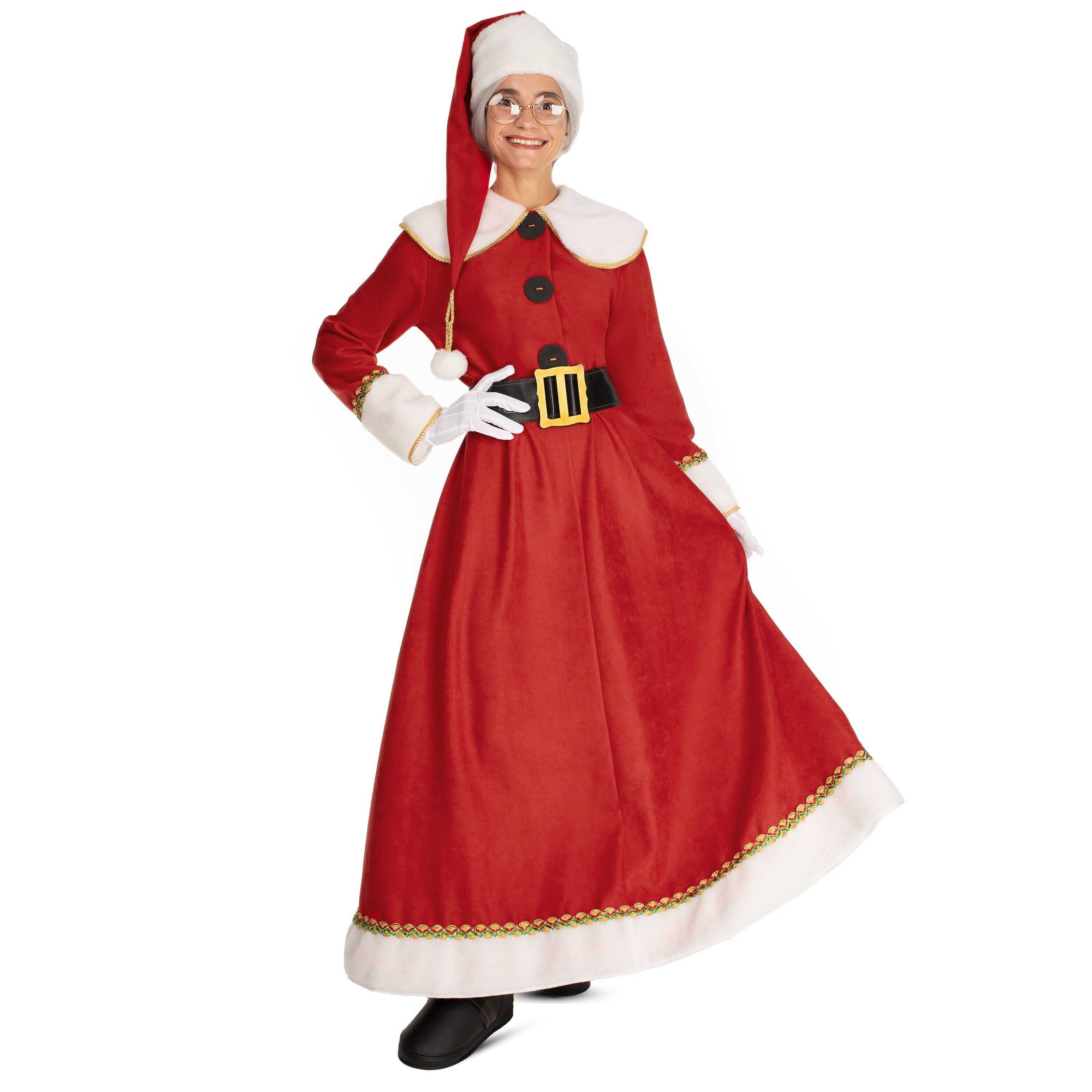Handmade Mrs. Claus Costume: Red Corduroy Christmas Dress with Accessories