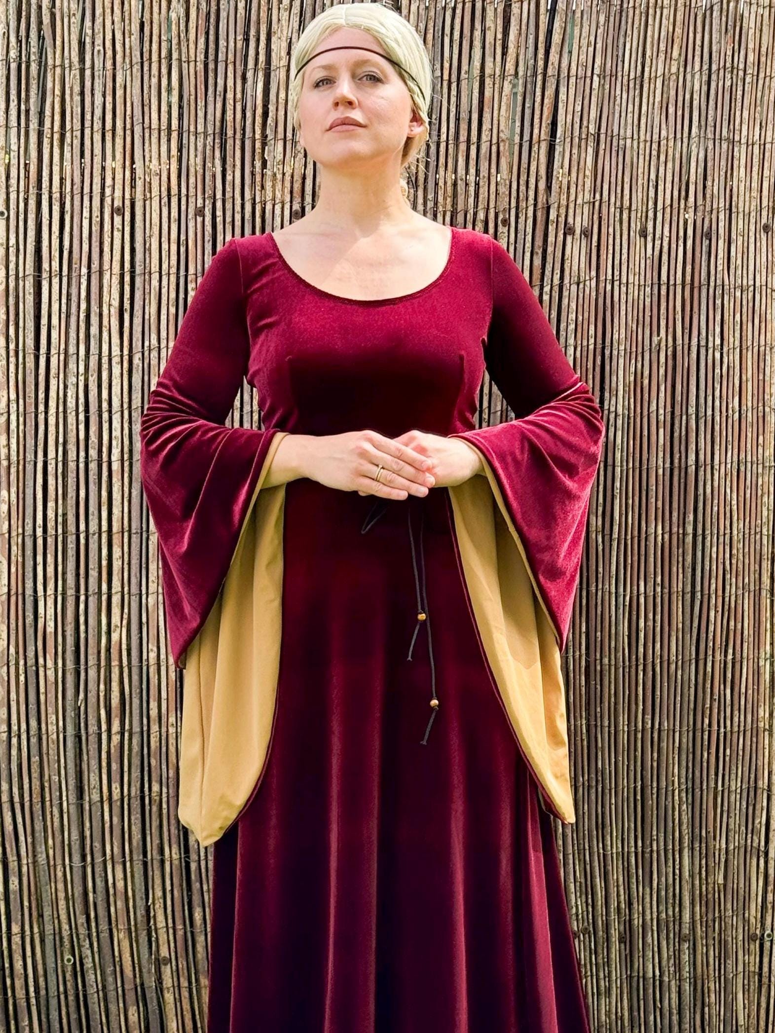 Medieval Velvet Dress, Stretch Gothic Witch Costume, Elven Fairy Cosplay Gown, Fantasy Renaissance Dress