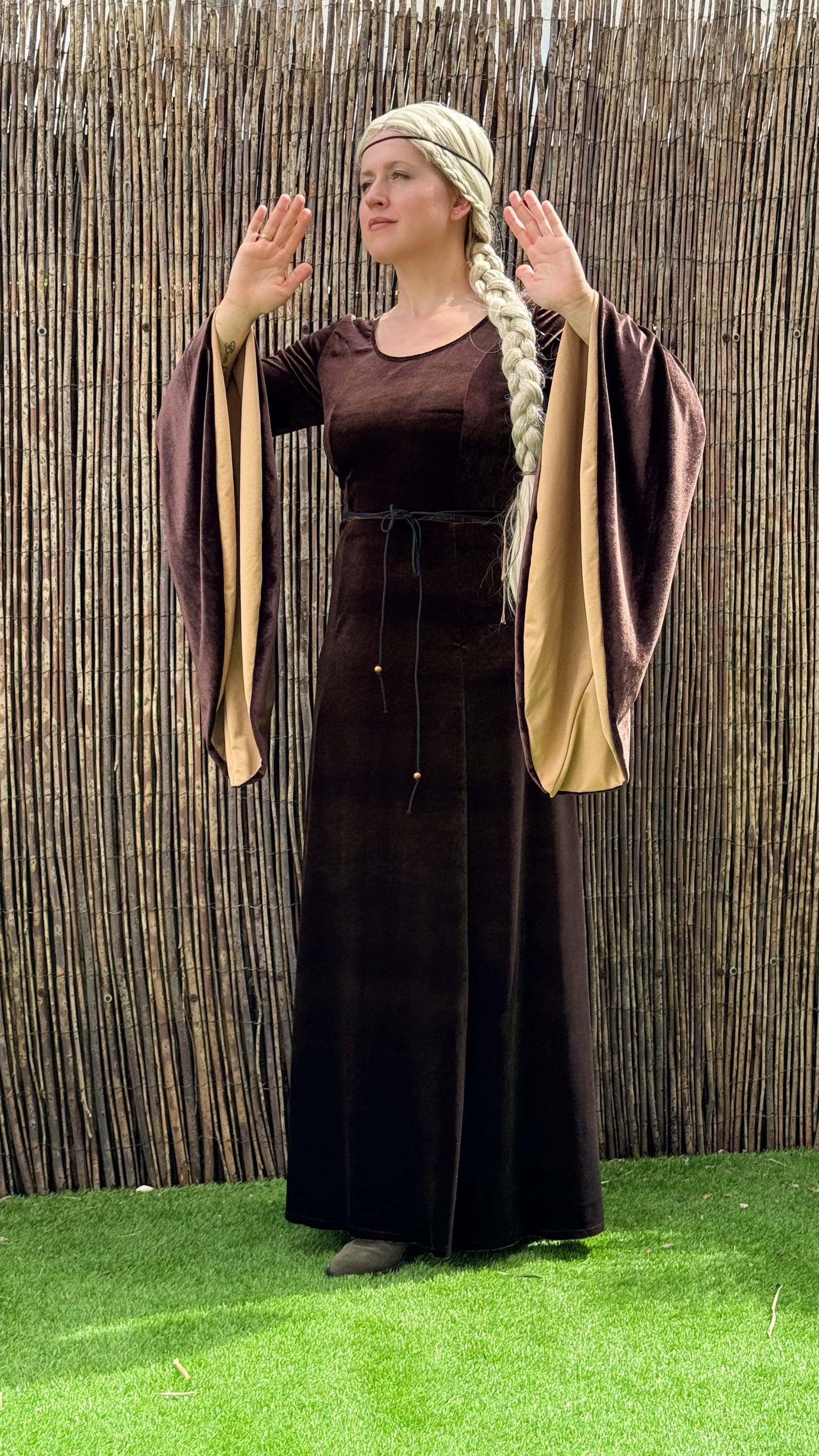 Medieval Velvet Dress, Stretch Gothic Witch Costume, Elven Fairy Cosplay Gown, Fantasy Renaissance Dress