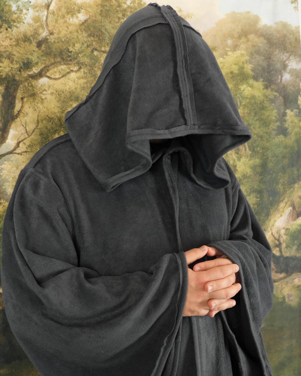 Handmade Hooded Jedi Robe | Fleece Wizard Monk Cosplay Cloak, Medieval LARP Costume