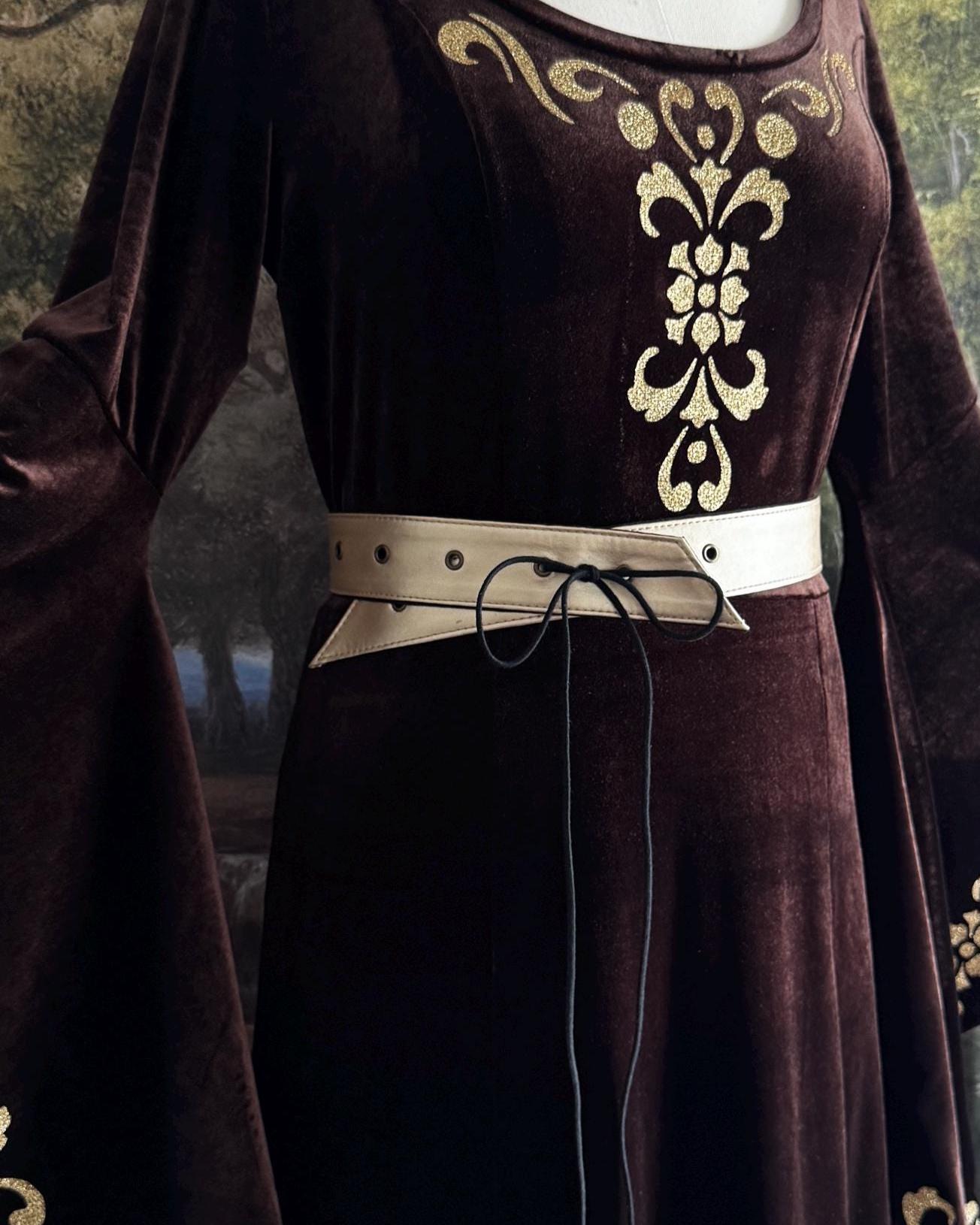 Medieval Vegan Leather Belt with Eyelets | Adjustable Lace-Up Waist Belt for Costume