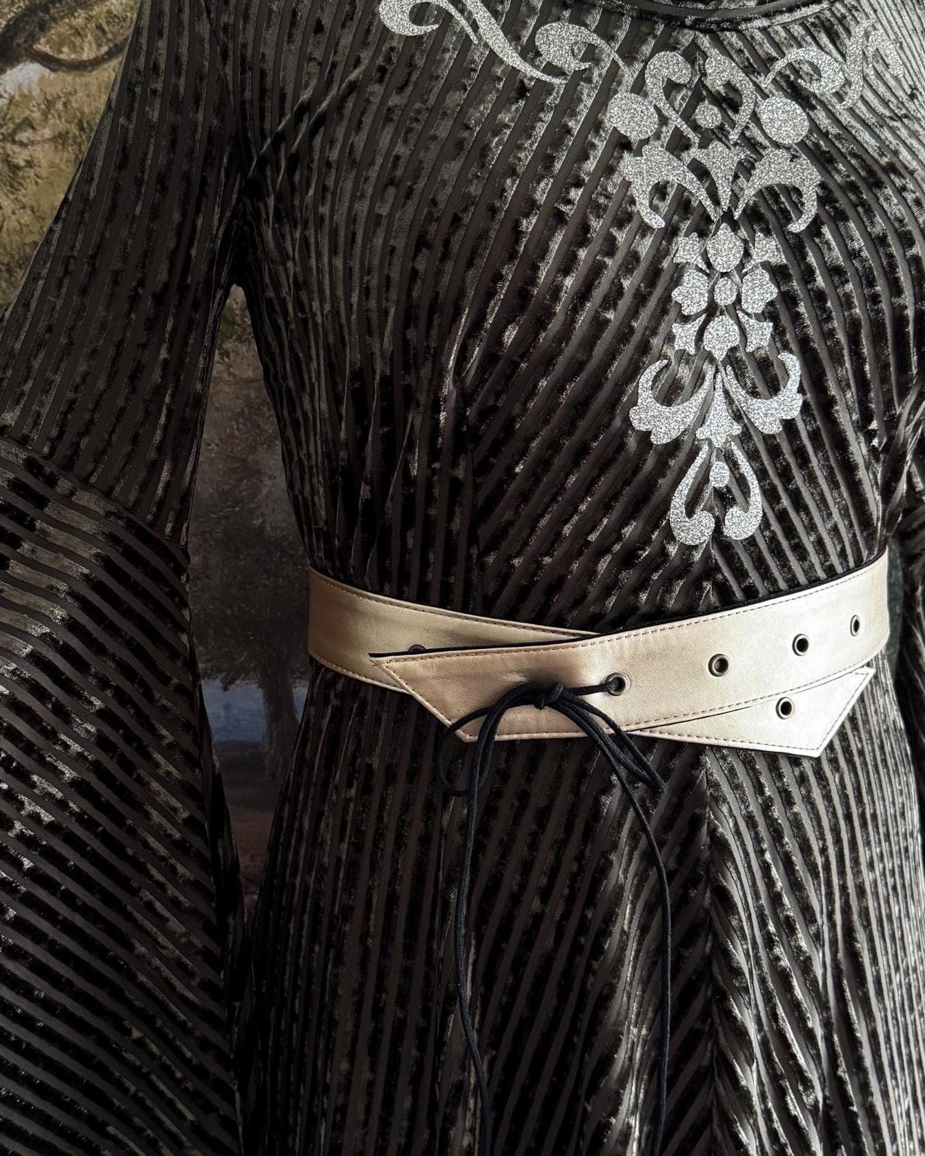 Medieval Vegan Leather Belt with Eyelets | Adjustable Lace-Up Waist Belt for Costume