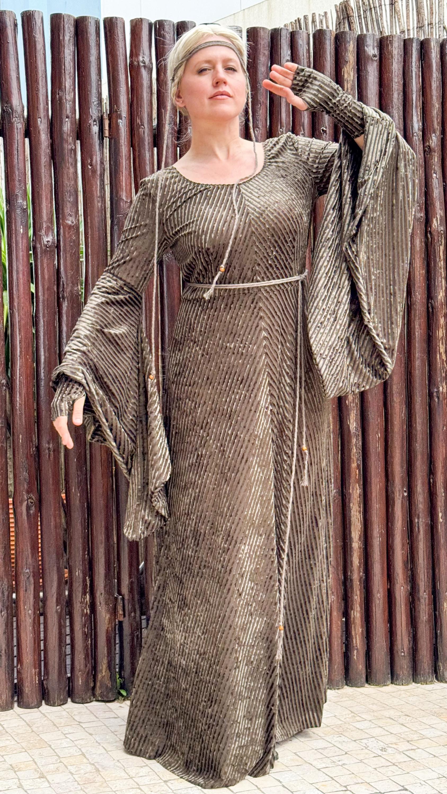 Elven Dress: Stretch Velvet Medieval Gown, Fairy LARP Costume