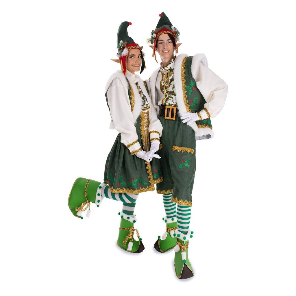 Handmade Green Elf Costume Set: Christmas Party Santa Residence (M-L)