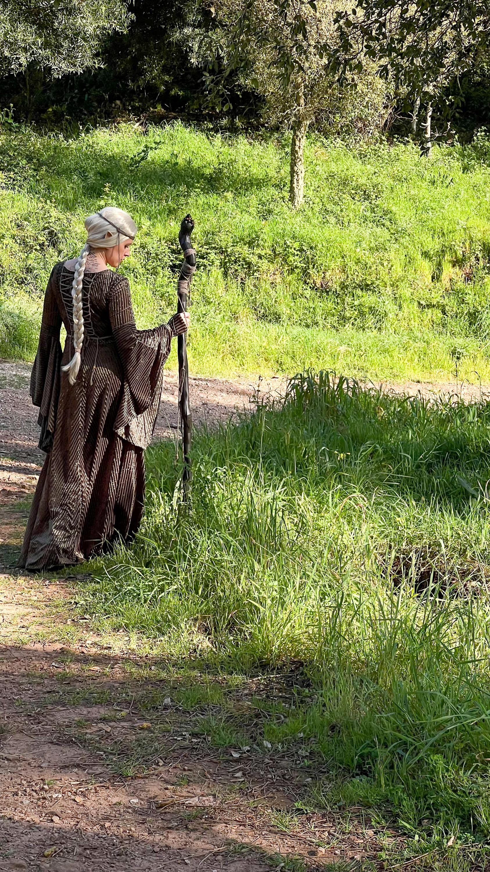 Elven Dress: Stretch Velvet Medieval Gown, Fairy LARP Costume