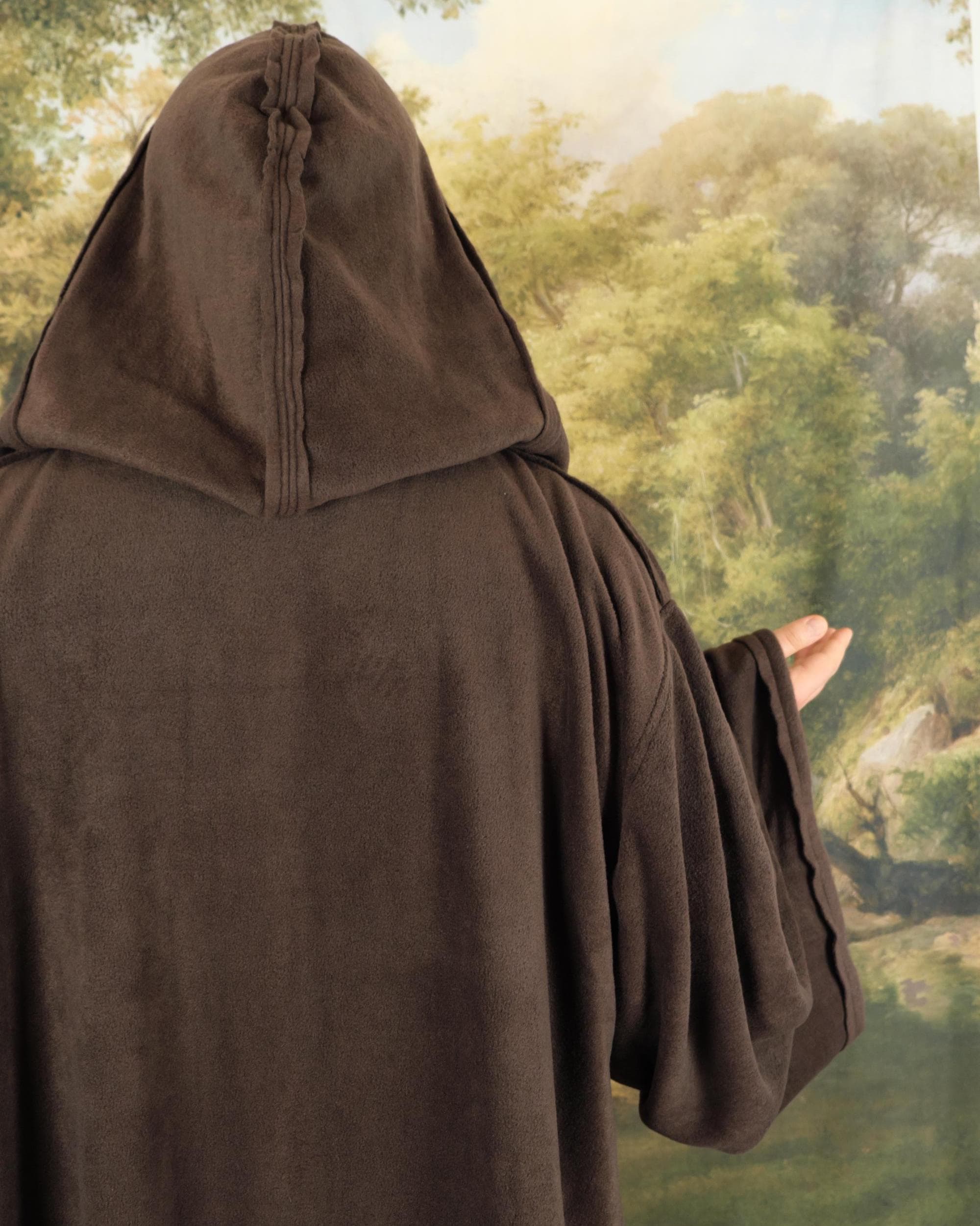 Handmade Hooded Jedi Robe | Fleece Wizard Monk Cosplay Cloak, Medieval LARP Costume