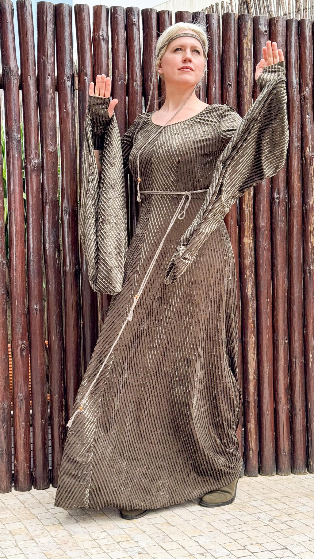 Elven Dress: Stretch Velvet Medieval Gown, Fairy LARP Costume