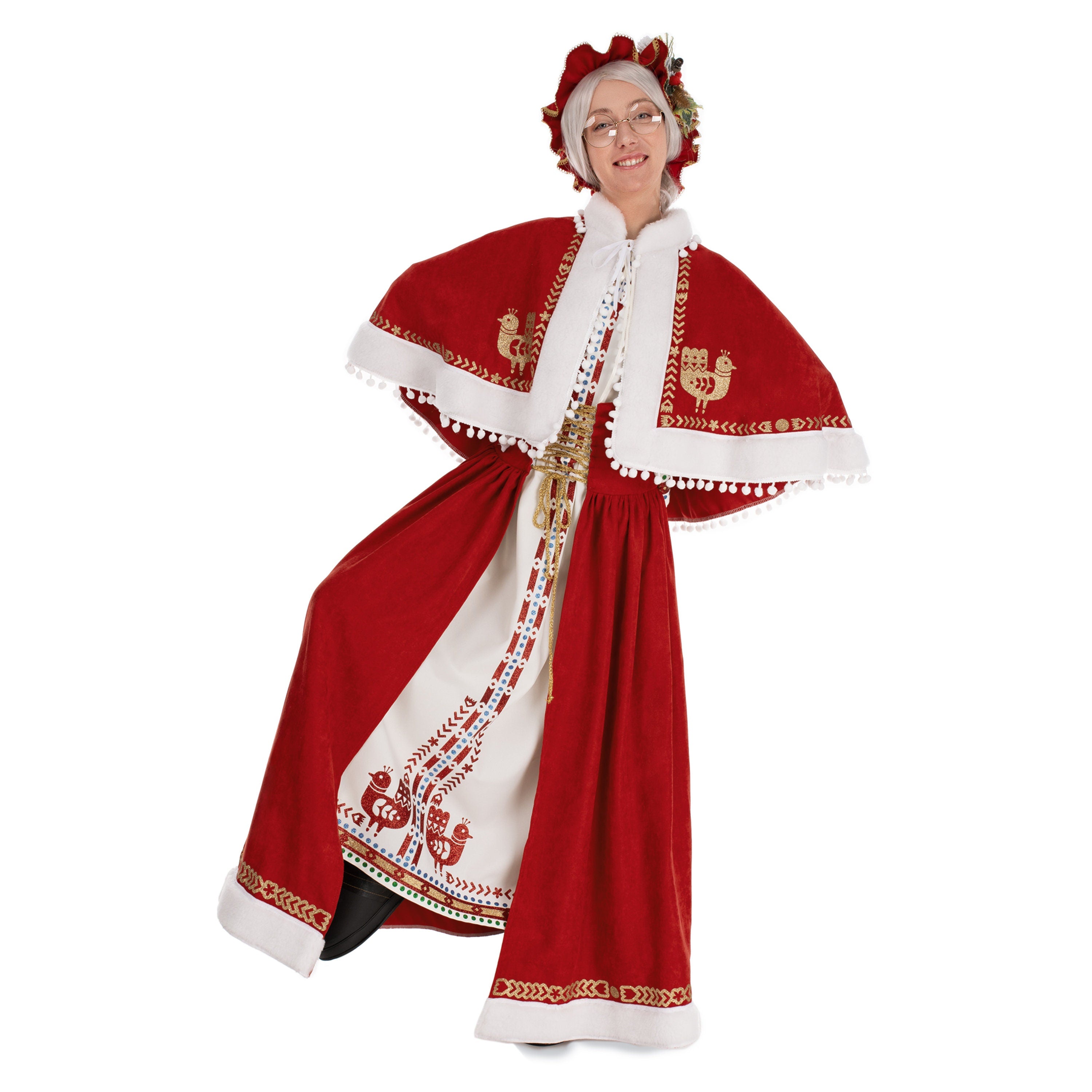 Handmade Scandinavian Mrs. Claus Costume: Christmas Outfit with Accessories