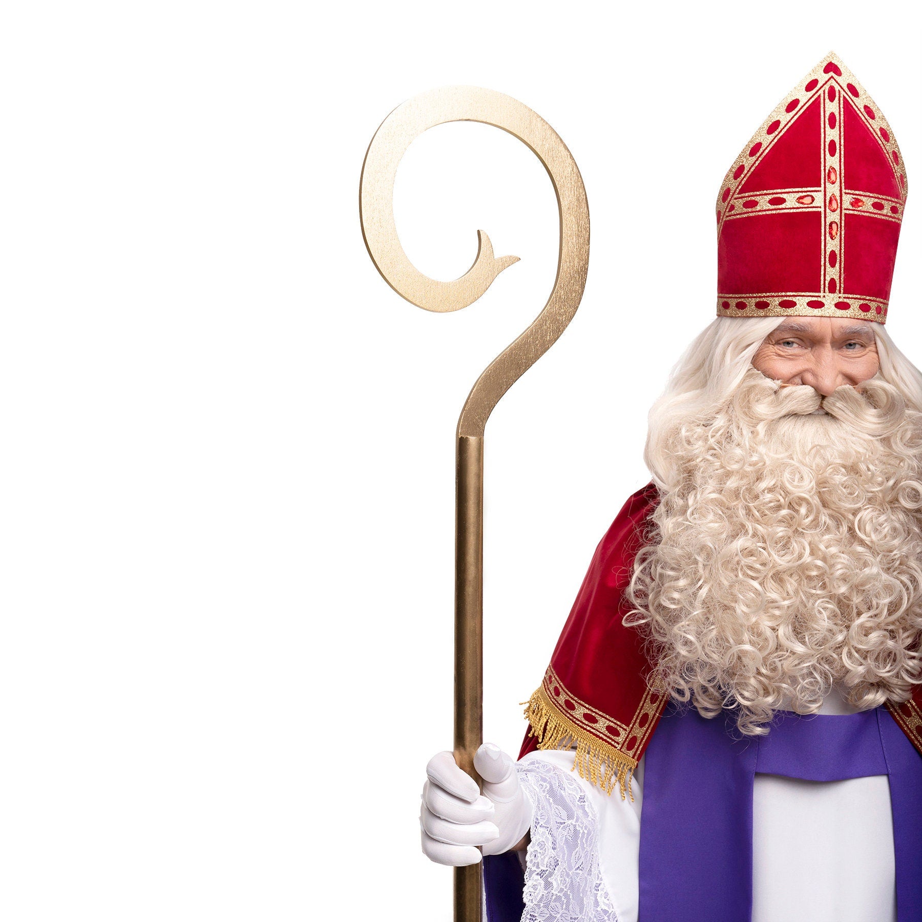 Saint Nicholas Costume: Catholic Bishop Outfit, Velvet Cloak, Wig & Beard