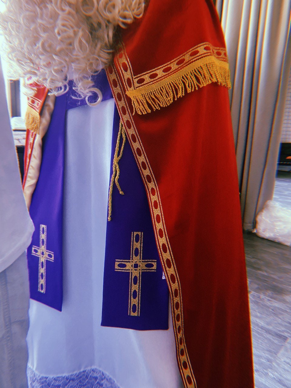 Saint Nicholas Costume: Catholic Bishop Outfit, Velvet Cloak, Wig & Beard