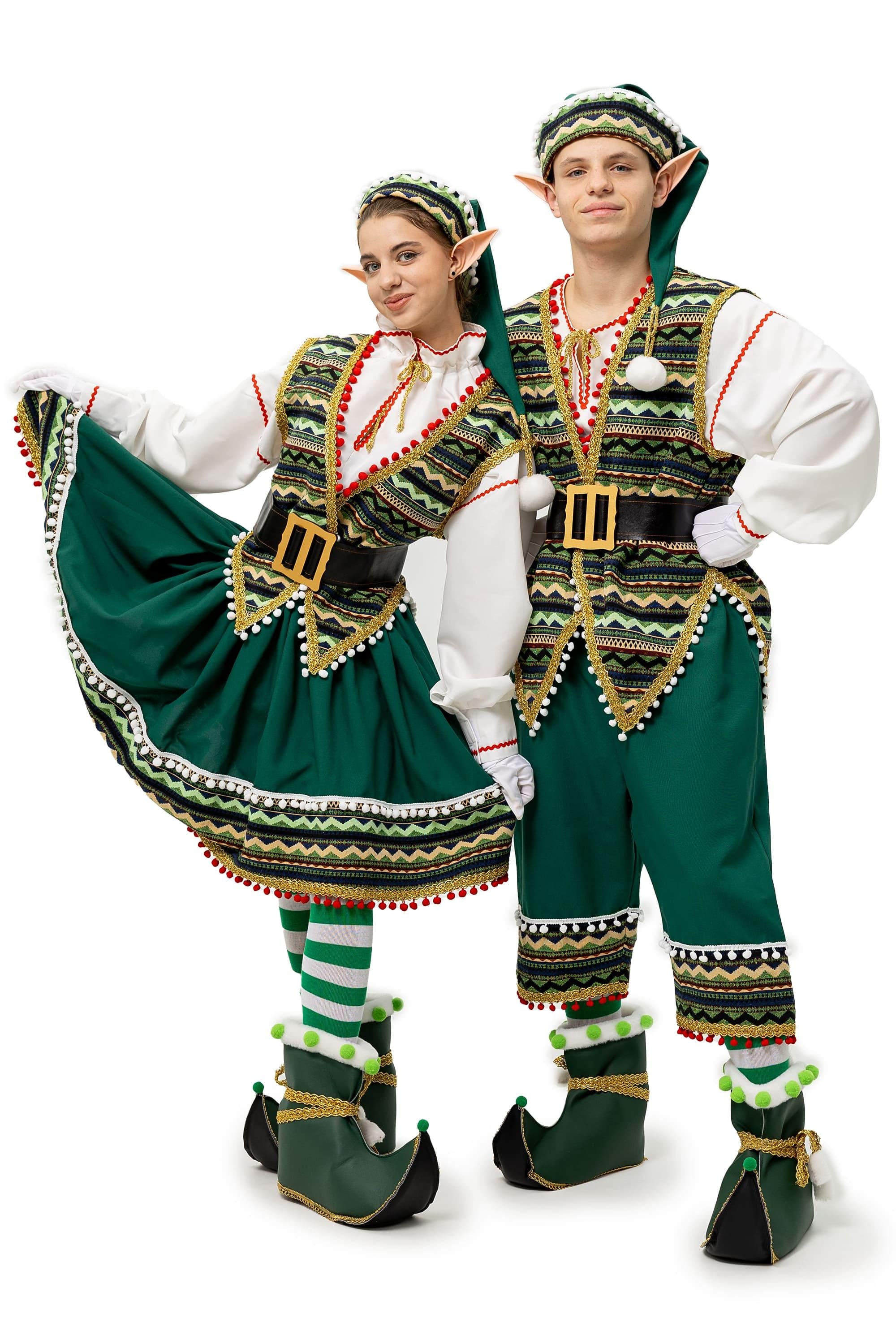 Handmade Folk Elf Costume Women, Red Green Holiday Dress, Christmas Party Cosplay Set