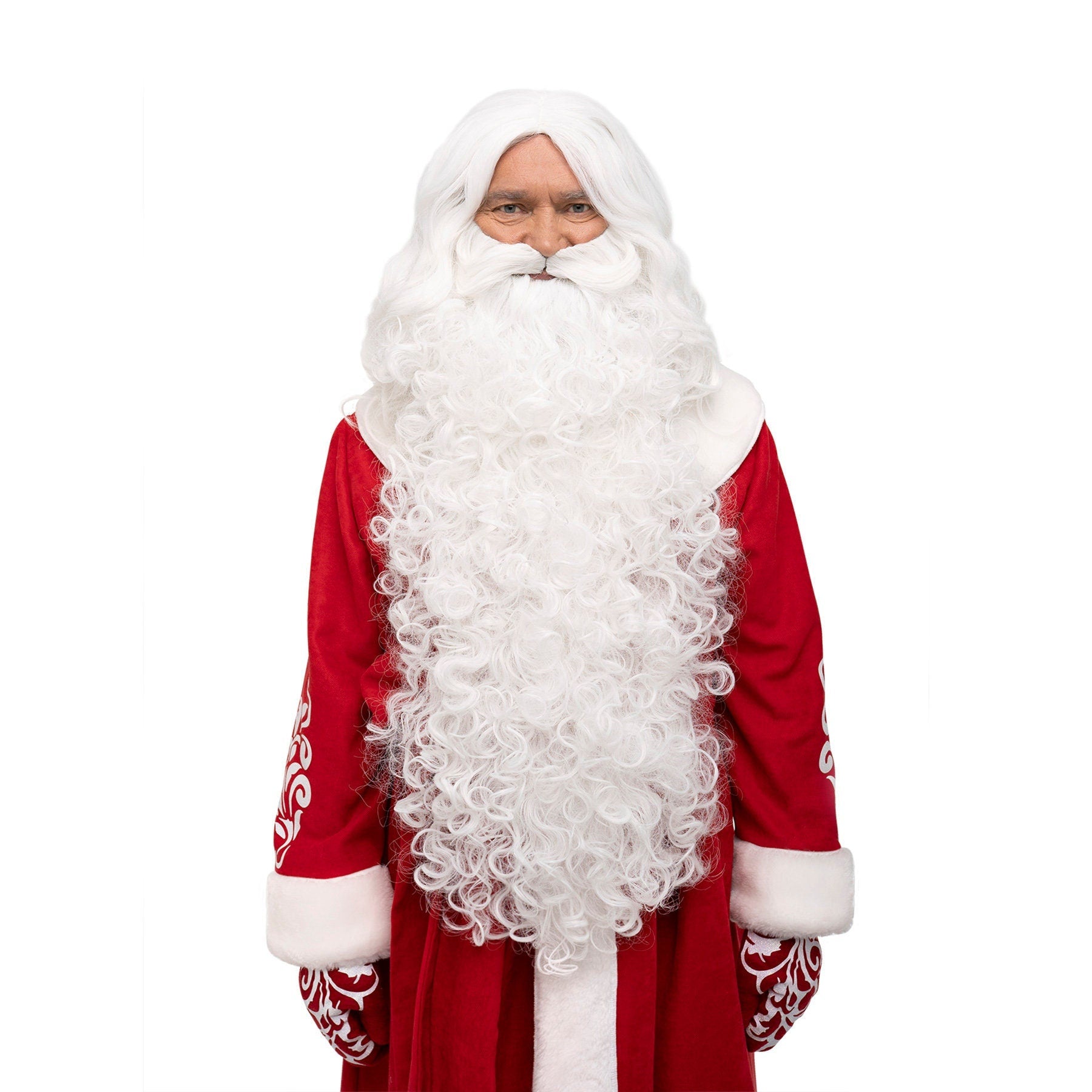 Santa Beard and Wig Set EU | Snowy White Christmas Beard Handmade