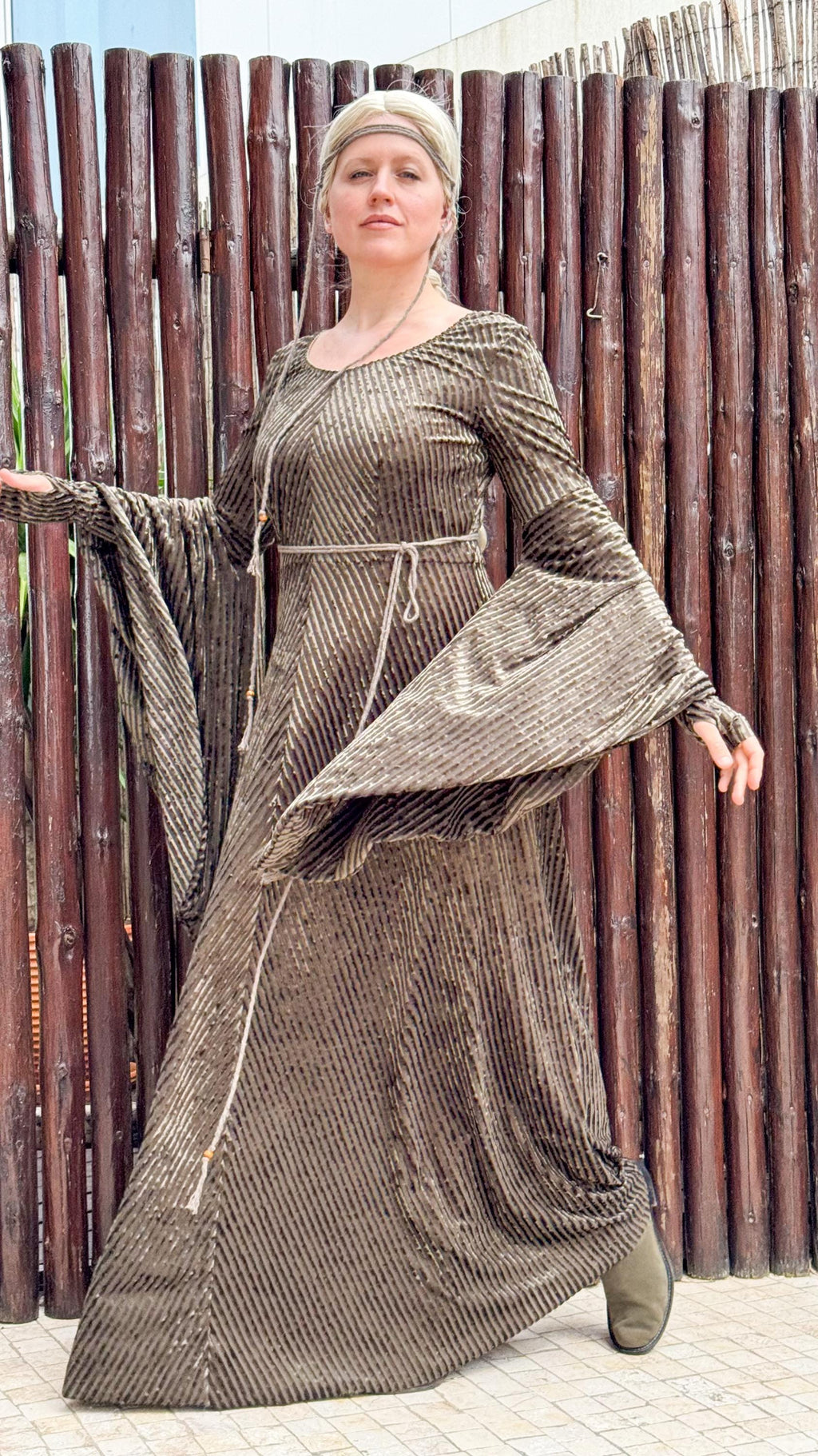 Elven Dress: Stretch Velvet Medieval Gown, Fairy LARP Costume