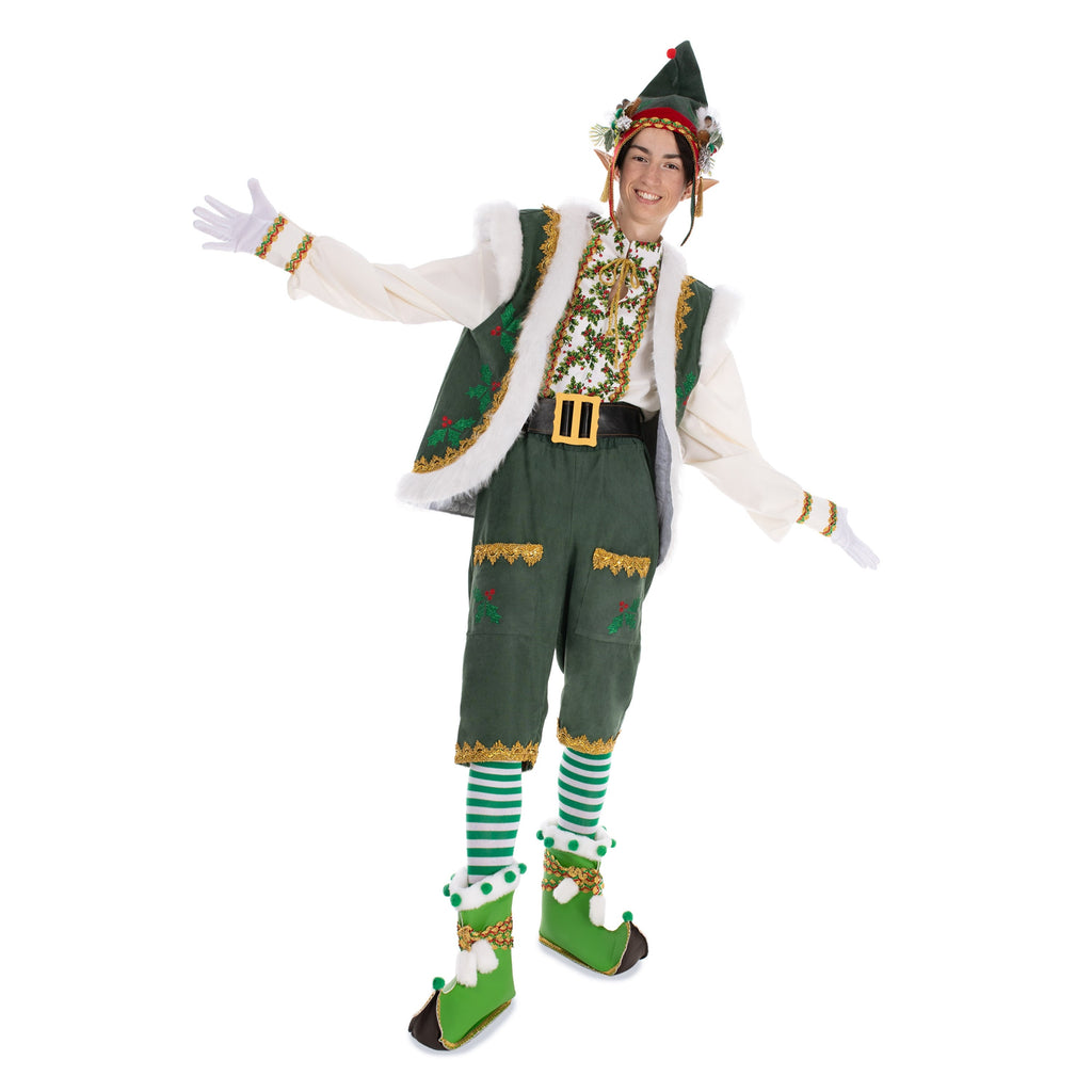 Handmade Green Elf Costume Set: Christmas Party Santa Residence (M-L)