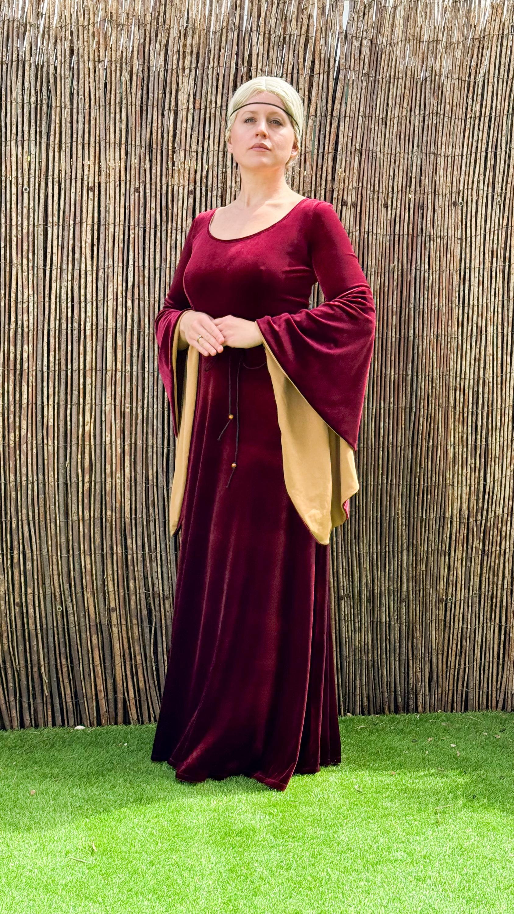 Medieval Velvet Dress, Stretch Gothic Witch Costume, Elven Fairy Cosplay Gown, Fantasy Renaissance Dress