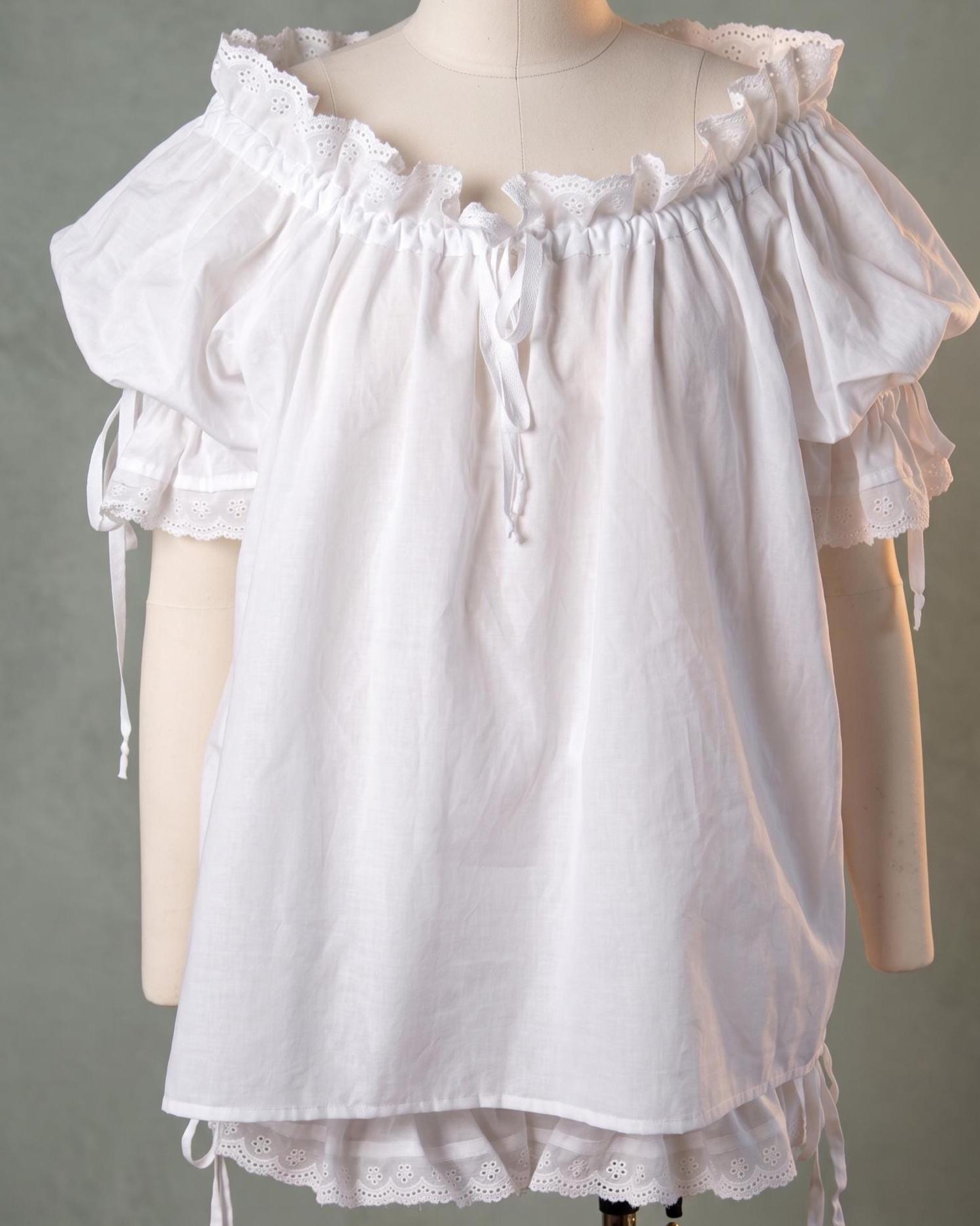 White Cotton Batiste Chemise with Lace Trim | Renaissance Peasant Blouse