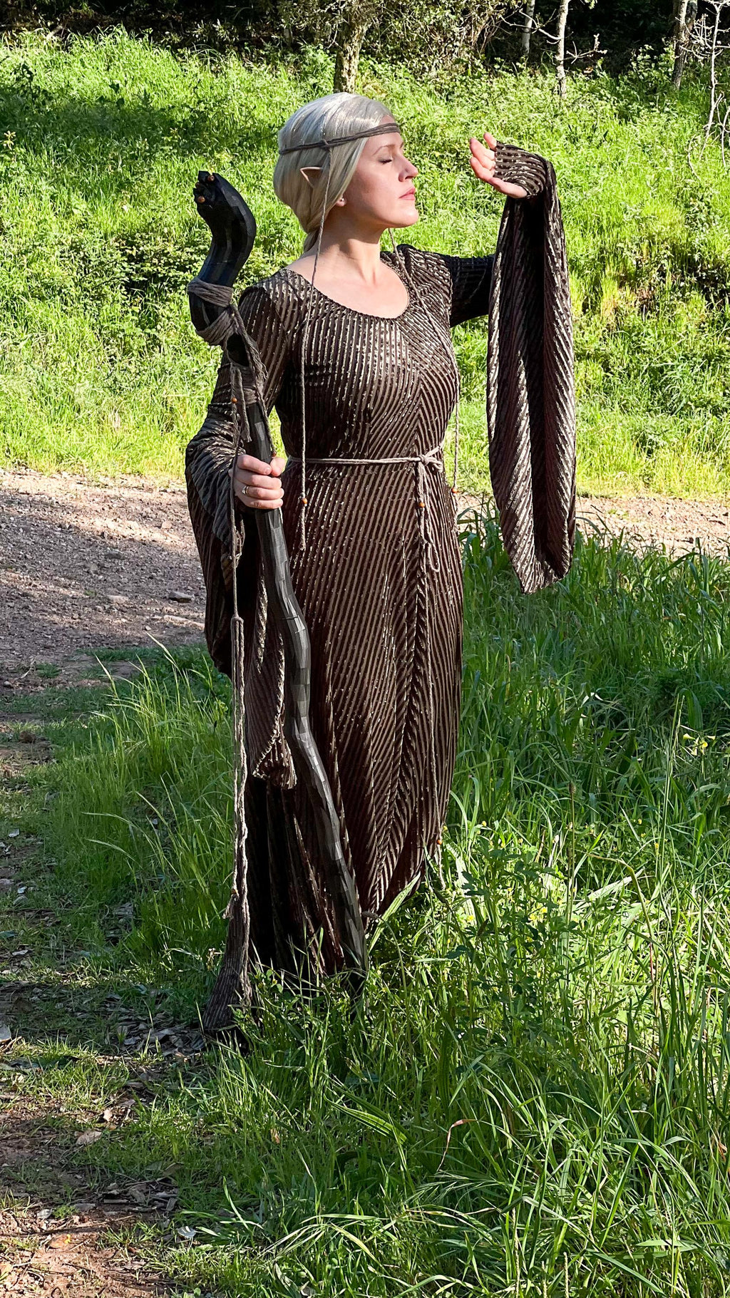 Elven Dress: Stretch Velvet Medieval Gown, Fairy LARP Costume