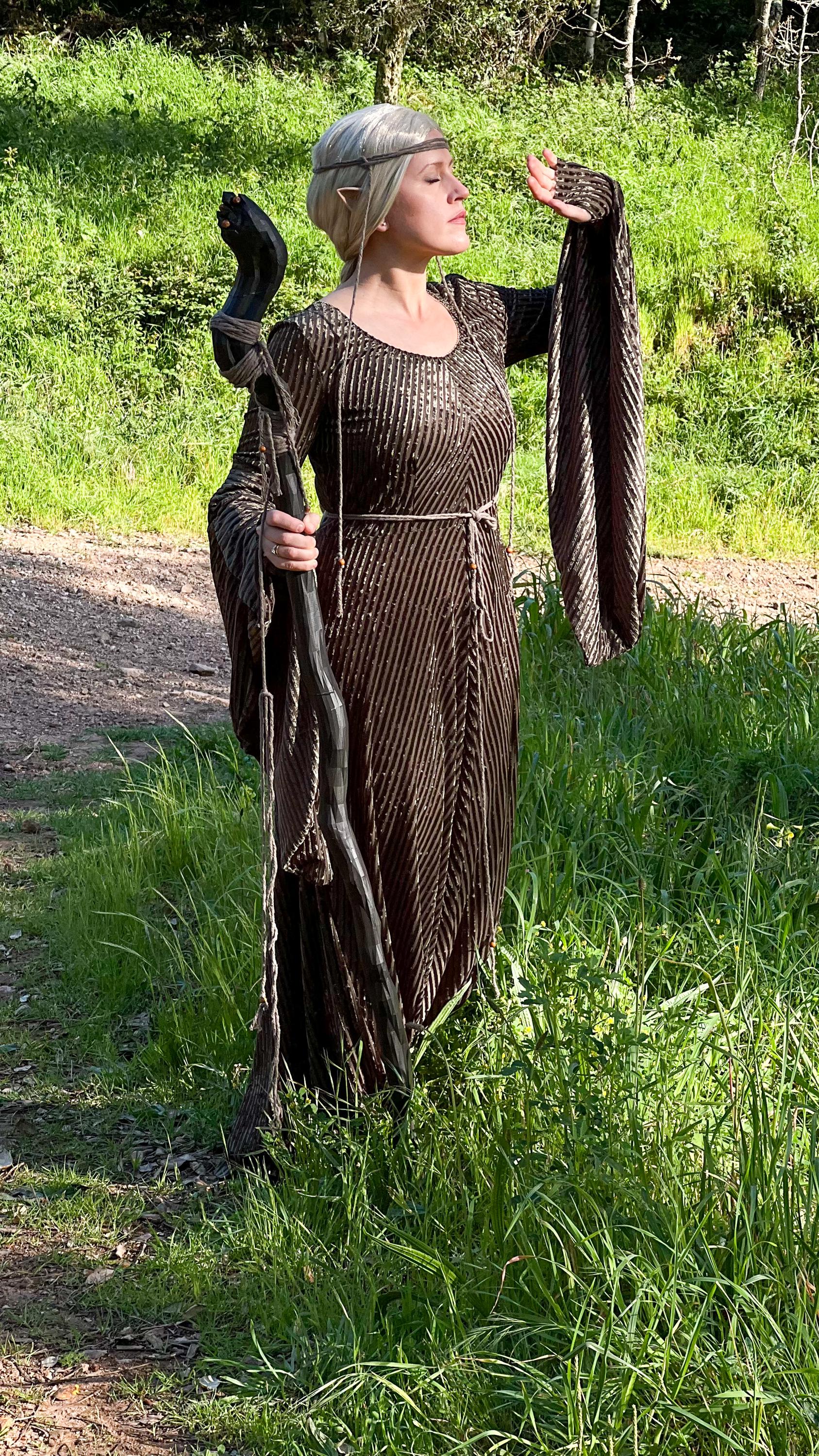 Elven Dress: Stretch Velvet Medieval Gown, Fairy LARP Costume
