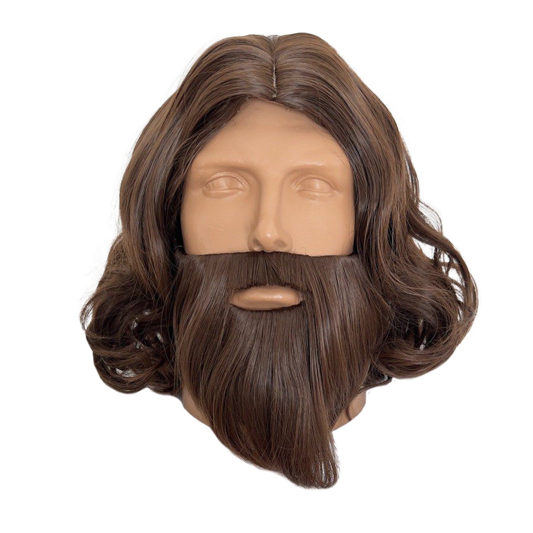 Brown Curly Beard and Wig Set | Biblical Jesus, Monk, Gladiator Cosplay Costume