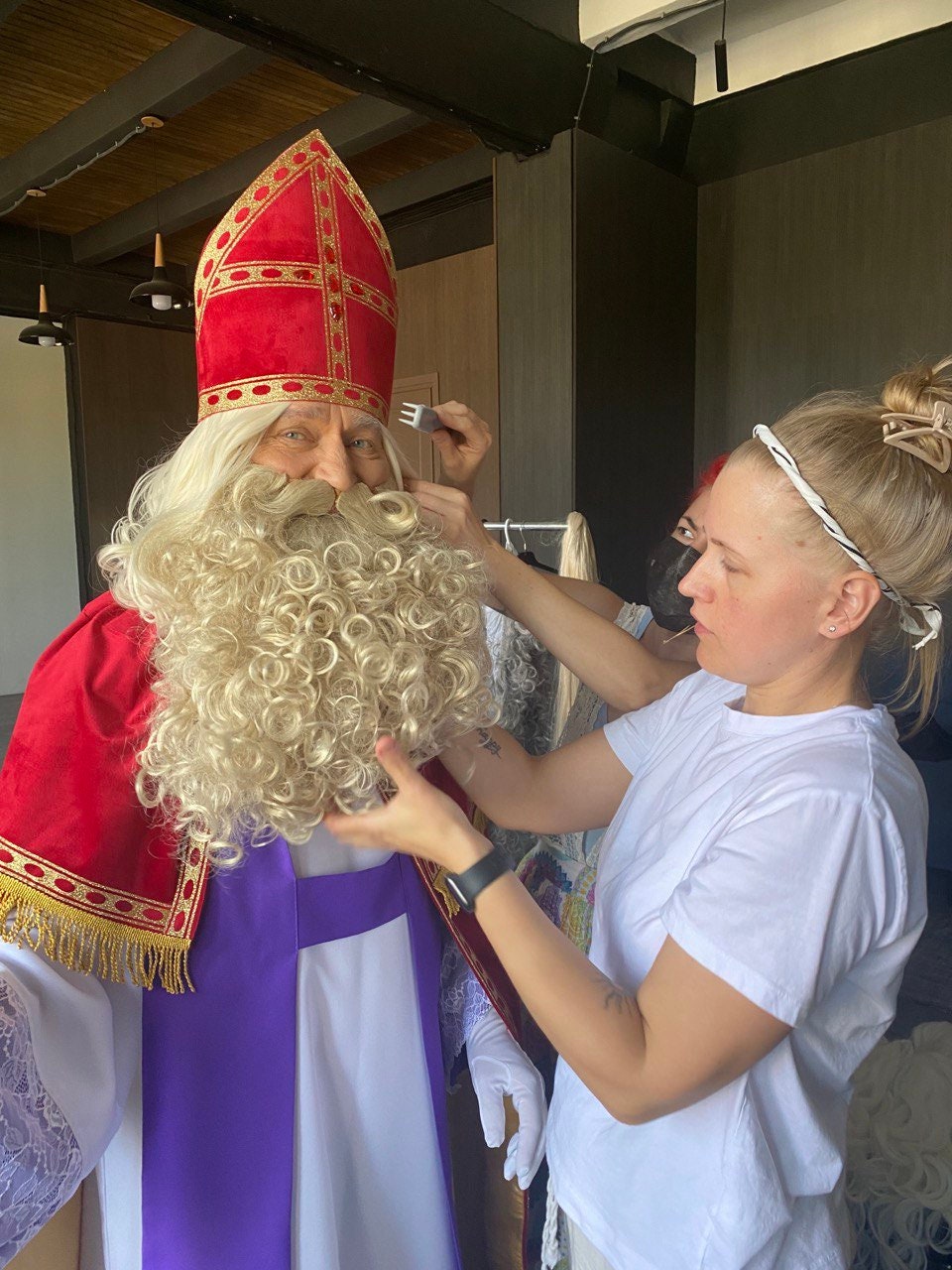 Saint Nicholas Costume: Catholic Bishop Outfit, Velvet Cloak, Wig & Beard