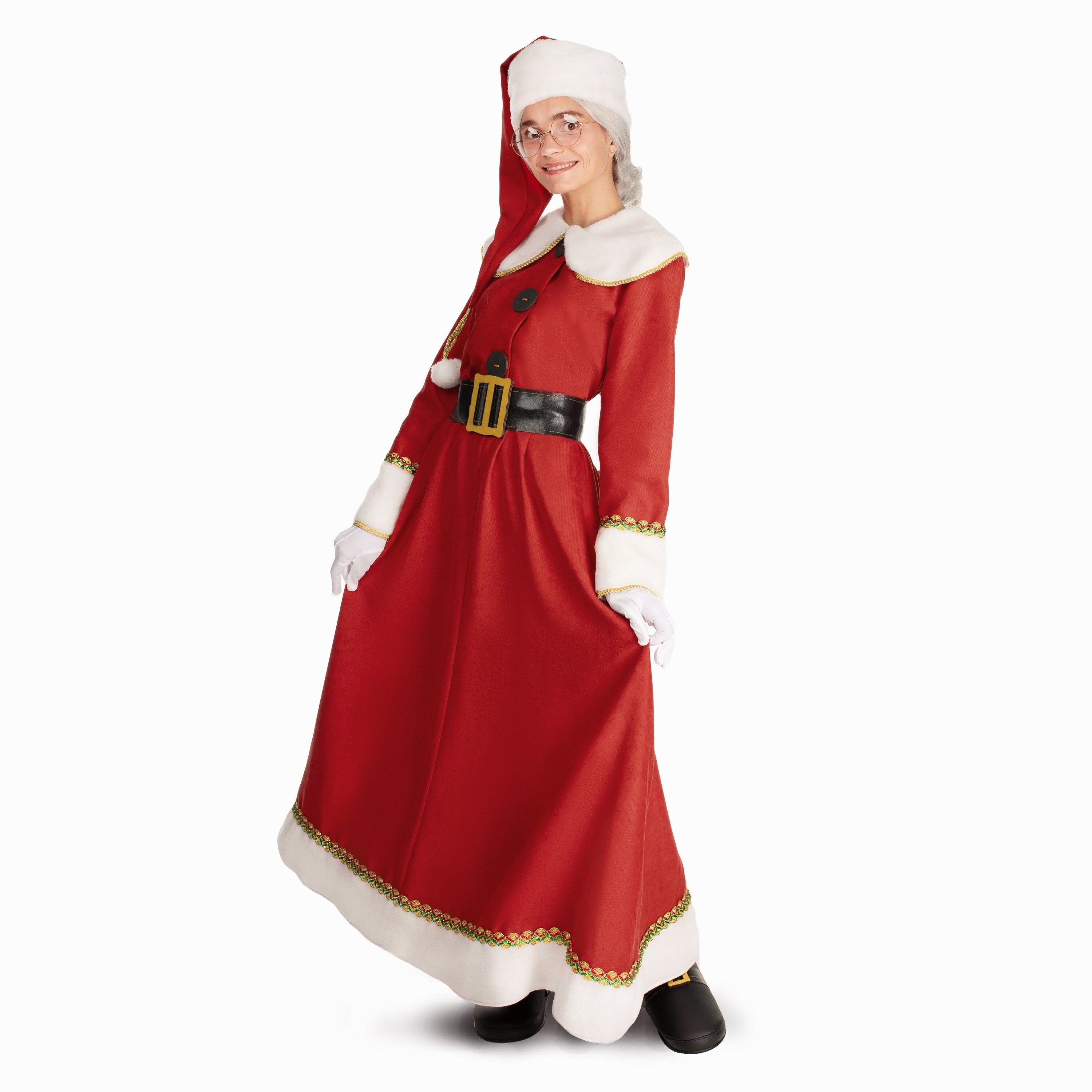 Handmade Mrs. Claus Costume: Red Corduroy Christmas Dress with Accessories