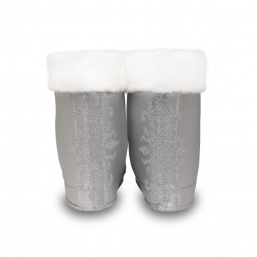 Накладки на взуття Чоботи Діда Мороза срібні