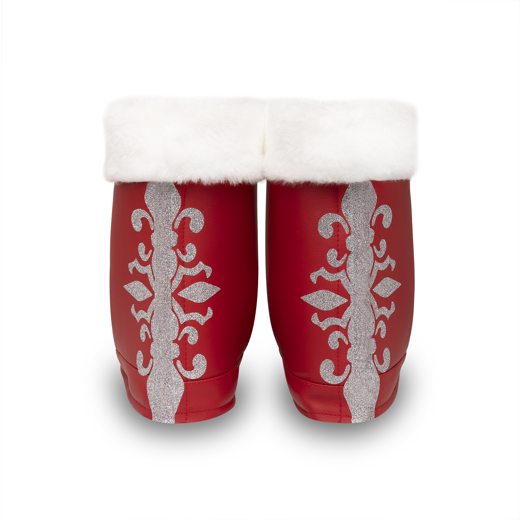 Накладки на взуття Чоботи Діда Мороза червоні зі сріблом