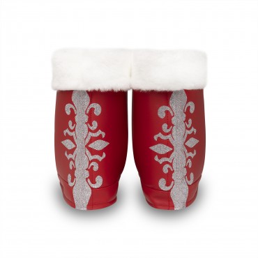 Накладки на взуття Діда Мороза червоні зі сріблом