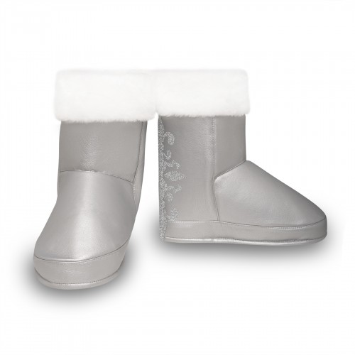 Pads on shoes Boots of Santa Claus silver
